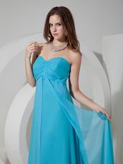 Classical Style Flor Length Prom Dress Made By Doger Blue Chiffon