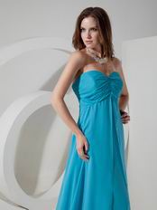 Classical Style Flor Length Prom Dress Made By Doger Blue Chiffon