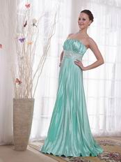 Strapless Pleated Long Skirt Apple Green Lady Prom Dress