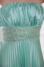 Strapless Pleated Long Skirt Apple Green Lady Prom Dress