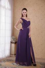 Single One Shoulder Purple Prom Dress In Floor Length