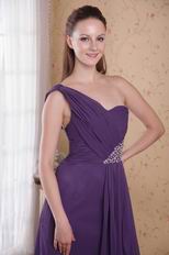 Single One Shoulder Purple Prom Dress In Floor Length