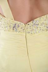 Side Slit One Shoulder Light Yellow Prom Dress With Cappa