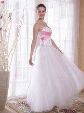 Sweetheart Beaded Bodice White Tulle Winter Prom Dress