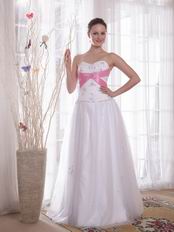 Sweetheart Beaded Bodice White Tulle Winter Prom Dress