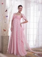 Spaghetti Straps Maternity Pink Prom Dress With Flaring Sequin
