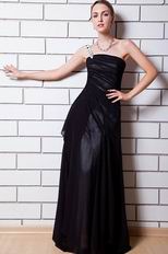 Hot Sell One Shoulder Black Chiffon Skirt Prom Party Dress