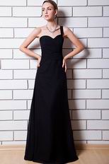 One Shoulder Sweetheart A-line Black Chiffon Celebrity Dress Cheap