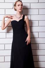 One Shoulder Sweetheart A-line Black Chiffon Celebrity Dress Cheap