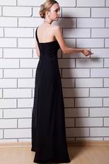 One Shoulder Sweetheart A-line Black Chiffon Celebrity Dress Cheap