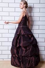 Wonderful Spaghetti Straps Ruched Bubble Brown Prom Dress