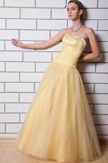 Simple Sweetheart A-line Moon Yellow Tulle Formal Party Dress