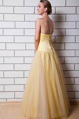 Simple Sweetheart A-line Moon Yellow Tulle Formal Party Dress