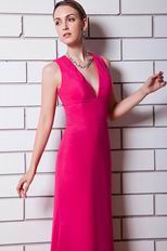 Sexy V-neck Fuchsia Chiffon Top Designer Prom Dress For Women
