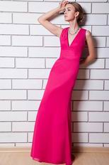 Sexy V-neck Fuchsia Chiffon Top Designer Prom Dress For Women