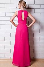 Sexy V-neck Fuchsia Chiffon Top Designer Prom Dress For Women