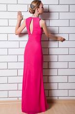 Sexy V-neck Fuchsia Chiffon Top Designer Prom Dress For Women