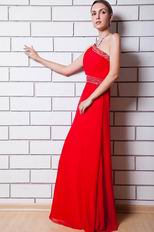 Designer One Shoulder Scarlet Chiffon Dress For Prom Party Online