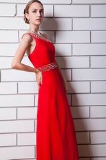 Designer One Shoulder Scarlet Chiffon Dress For Prom Party Online