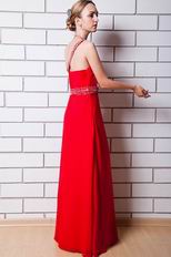 Designer One Shoulder Scarlet Chiffon Dress For Prom Party Online