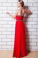 Designer One Shoulder Scarlet Chiffon Dress For Prom Party Online