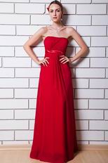 Straples Floor Length Wine Red Skirt Formal Dress For La