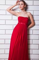 Straples Floor Length Wine Red Skirt Formal Dress For La