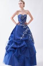 Sweetheart Mineral Blue Puffy Skirt Military Prom Party Ball Gown