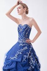 Sweetheart Mineral Blue Puffy Skirt Military Prom Party Ball Gown