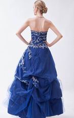 Sweetheart Mineral Blue Puffy Skirt Military Prom Party Ball Gown