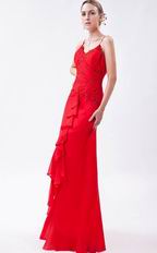 Spaghetti Straps Scarlet Chiffon High Low Celebrity Dress