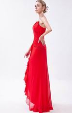 Spaghetti Straps Scarlet Chiffon High Low Celebrity Dress