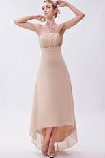 Beautiful Asymmetrical High Low Skirt Bisque Chiffon Prom Dress