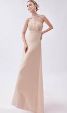 Beautiful Asymmetrical High Low Skirt Bisque Chiffon Prom Dress