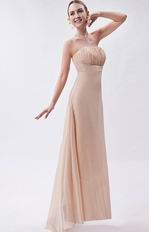 Beautiful Asymmetrical High Low Skirt Bisque Chiffon Prom Dress