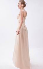 Beautiful Asymmetrical High Low Skirt Bisque Chiffon Prom Dress