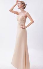 Beautiful Asymmetrical High Low Skirt Bisque Chiffon Prom Dress