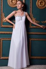 Beautiful One Shoulder Crystals Cross Back White Long Prom Dress