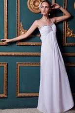 Beautiful One Shoulder Crystals Cross Back White Long Prom Dress