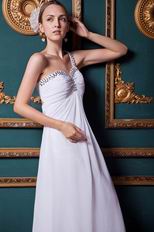 Beautiful One Shoulder Crystals Cross Back White Long Prom Dress