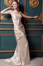 Formal Sweetheart Champagne Prom Dresses With Side Split