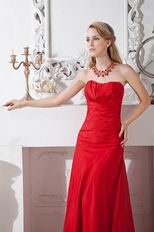 Simple Sweetheart Dropped Waist Scarlet Red Prom Eveing Dress