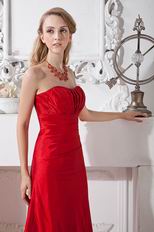 Simple Sweetheart Dropped Waist Scarlet Red Prom Eveing Dress