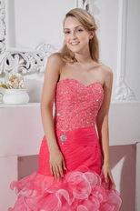 Find Sweetheart High-Low Ruffled Organza Skirt Pink Prom Dress