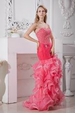 Find Sweetheart High-Low Ruffled Organza Skirt Pink Prom Dress