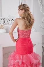 Find Sweetheart High-Low Ruffled Organza Skirt Pink Prom Dress