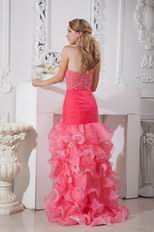 Find Sweetheart High-Low Ruffled Organza Skirt Pink Prom Dress