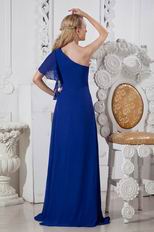 Designer One Shoulder Royal Blue Chiffon Long Prom Dress 2014