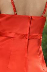 Wholesale Spaghetti Straps Tea Length Orange Red Prom Dress