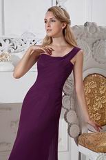 Inexpensive One Shoulder Strap Purple Chiffom Formal Prom Dress